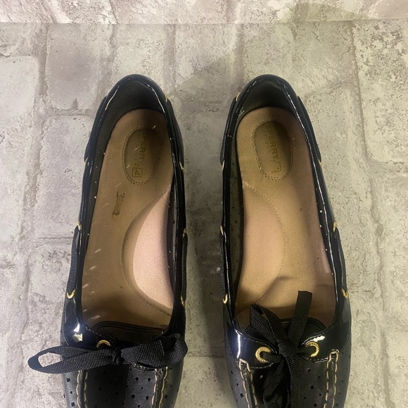 Sperry Top Sider Black slip on flats with lace closure. Size 10M - Picture 2 of 9